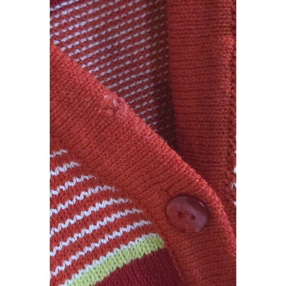 St John Sport Cardigan Marie Gray Women's Small Red Striped V-Neck Button Front - Picture 4 of 9